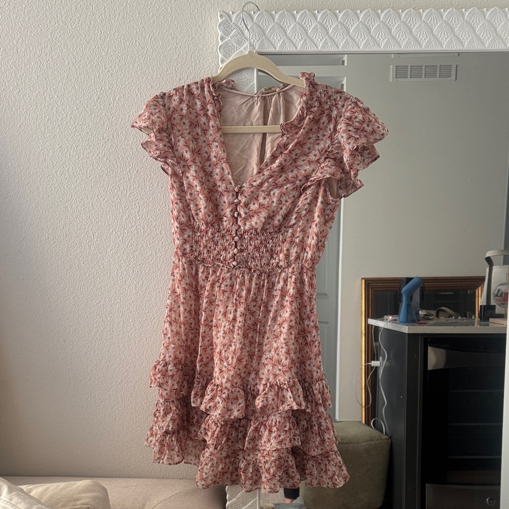 Rebecca Taylor Pink Floral Mini Dress